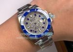 Replica Rolex Submariner Stainless Steel Strap Diamonds Face Blue Ceramic Bezel Watch 40mm